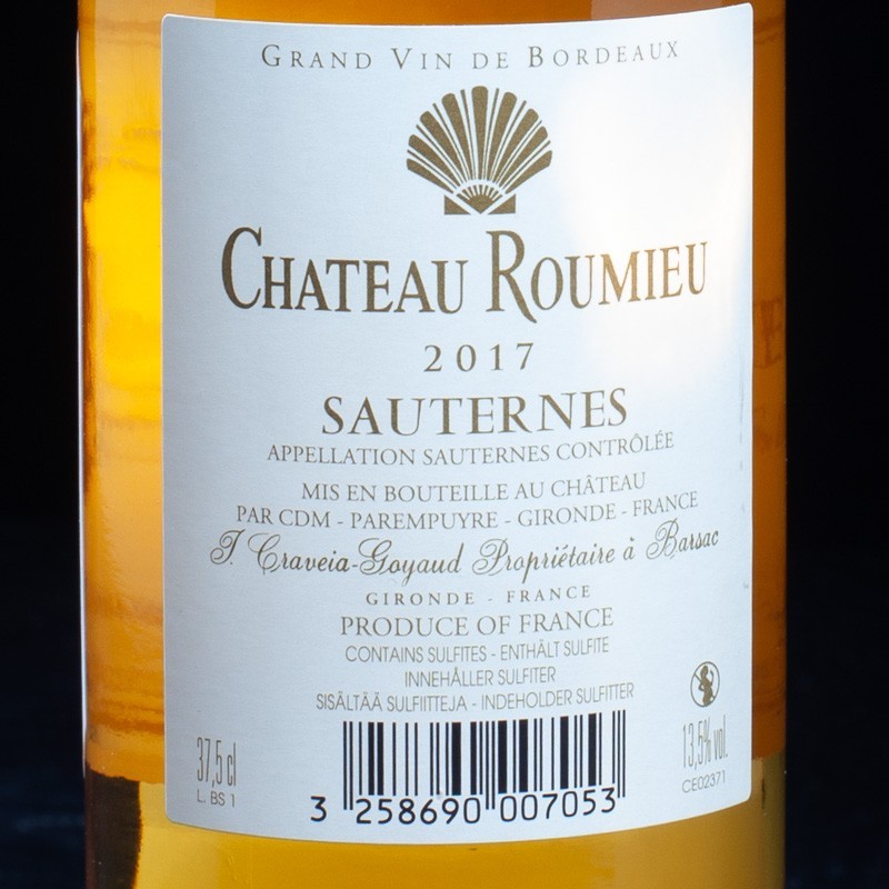 Grand Bordeaux 37,5cl Roumieu Château de 2017 Vin blanc Sauternes Vin